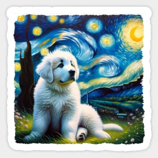 Starry Great Pyrenees Portrait - Dog Portrait Sticker